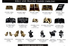 BRONZE BIBLE AND PRAYING HANDS EMBLEMS
