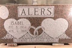 Pink Granite Flush Memorial with Hearts and Flowers