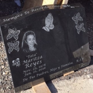 Black granite monument