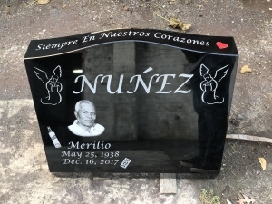Black Slant Memorial with angels